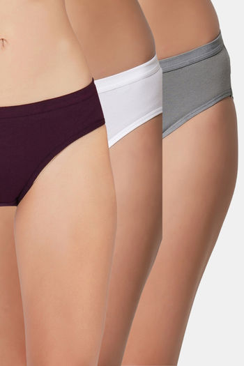 Buy Bleeding Heart Medium Rise Full Coverage Bikini Panty (Pack of 3) - Multicolor